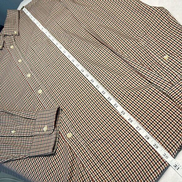 Bills Khakis Button Front Shirt Mens Sz XL Long Sleeve Tan Brown Check - Picture 8 of 9